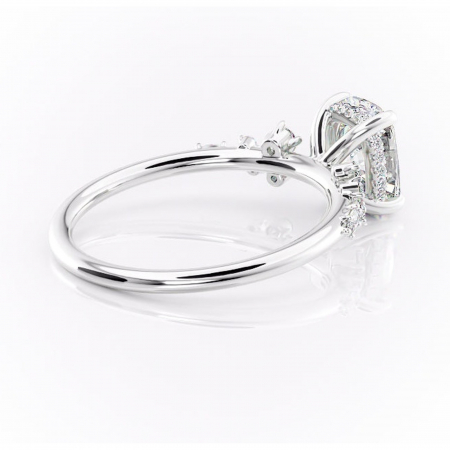 Inel de logodnă Elaris din aur Alb 14kt cu moissanite tăietură asscher – Pietre laterale rafinată pentru profil înalt | Personalizează și configurează gratuit online [2]