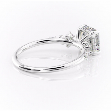 Inel de logodnă Elaris din aur Alb 14kt cu moissanite tăietură asscher – Pietre laterale rafinată pentru profil înalt | Personalizează și configurează gratuit online [2]