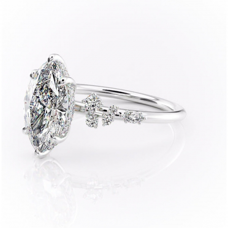 Inel de logodnă Elaris din aur Alb 14kt cu moissanite tăietură marquise – Pietre laterale rafinată pentru profil înalt | Personalizează și configurează gratuit online [6]