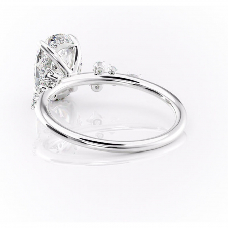 Inel de logodnă Elaris din aur Alb 14kt cu moissanite tăietură ovală – Pietre laterale rafinată pentru profil înalt | Personalizează și configurează gratuit online [3]