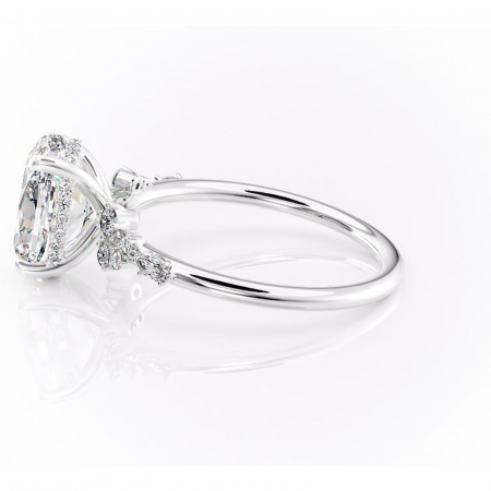 Inel de logodnă Elaris din aur Alb 14kt cu moissanite tăietură ovală – Pietre laterale rafinată pentru profil înalt | Personalizează și configurează gratuit online [5]