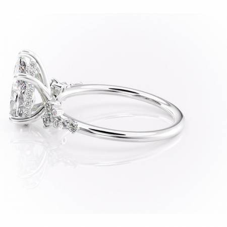 Inel de logodnă Elaris din aur Alb 14kt cu moissanite tăietură pară – Pietre laterale rafinată pentru profil înalt | Personalizează și configurează gratuit online [5]