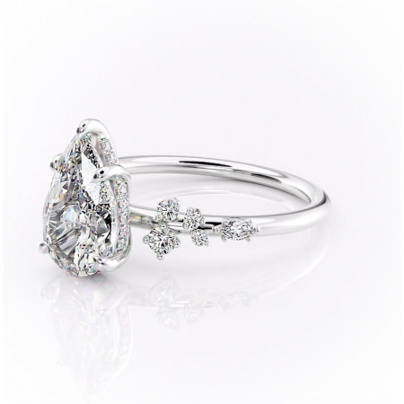 Inel de logodnă Elaris din aur Alb 14kt cu moissanite tăietură pară – Pietre laterale rafinată pentru profil înalt | Personalizează și configurează gratuit online [6]