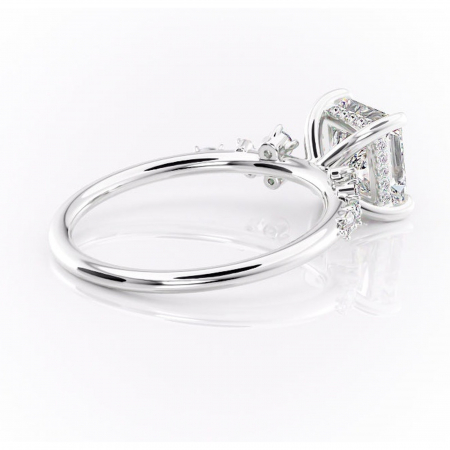 Inel de logodnă Elaris din aur Alb 14kt cu moissanite tăietură princess – Pietre laterale rafinată pentru profil înalt | Personalizează și configurează gratuit online [2]
