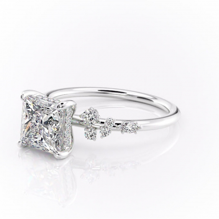 Inel de logodnă Elaris din aur Alb 14kt cu moissanite tăietură princess – Pietre laterale rafinată pentru profil înalt | Personalizează și configurează gratuit online [6]