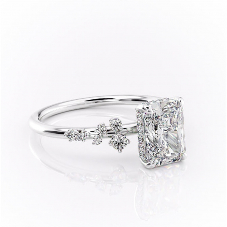 Radiantă - Inel de logodnă Elaris din aur Alb 14kt cu moissanite tăietură radiantă – Pietre laterale rafinată pentru profil înalt | Personalizează și configurează gratuit online