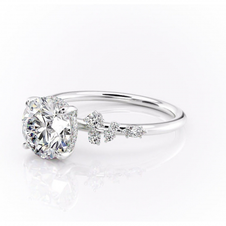 Inel de logodnă Elaris din aur Alb 14kt cu moissanite tăietură rotundă – Pietre laterale rafinată pentru profil înalt | Personalizează și configurează gratuit online [6]