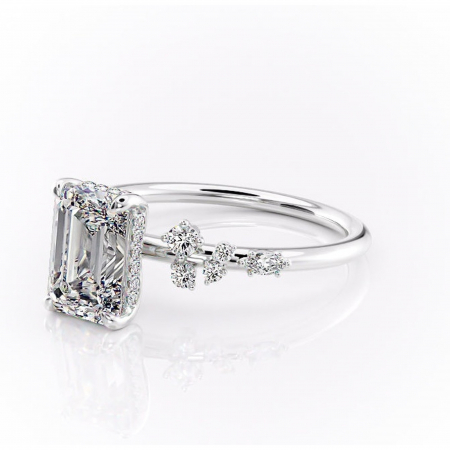 Inel de logodnă Elaris din aur Alb 14kt cu moissanite tăietură smarald – Pietre laterale rafinată pentru profil înalt | Personalizează și configurează gratuit online [6]