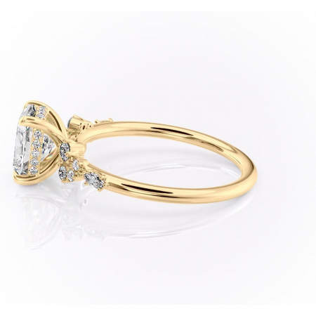 Inel de logodnă Elaris din aur Galben 14kt cu moissanite tăietură asscher – Pietre laterale rafinată pentru profil înalt | Personalizează și configurează gratuit online [5]