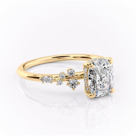 Aur galben - Inel de logodnă Elaris din aur Galben 14kt cu moissanite tăietură asscher – Pietre laterale rafinată pentru profil înalt | Personalizează și configurează gratuit online