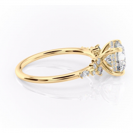 Inel de logodnă Elaris din aur Galben 14kt cu moissanite tăietură rotundă – Pietre laterale rafinată pentru profil înalt | Personalizează și configurează gratuit online [1]
