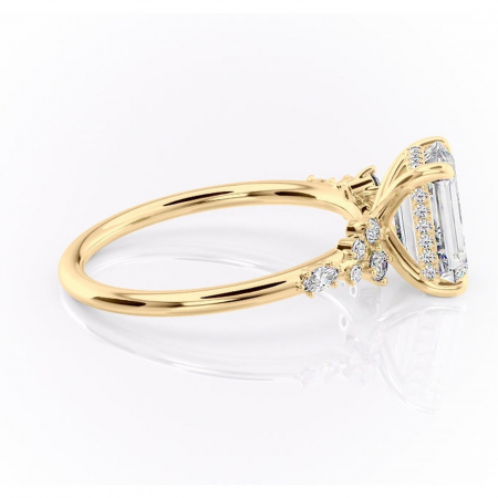 Inel de logodnă Elaris din aur Galben 14kt cu moissanite tăietură smarald – Pietre laterale rafinată pentru profil înalt | Personalizează și configurează gratuit online [1]