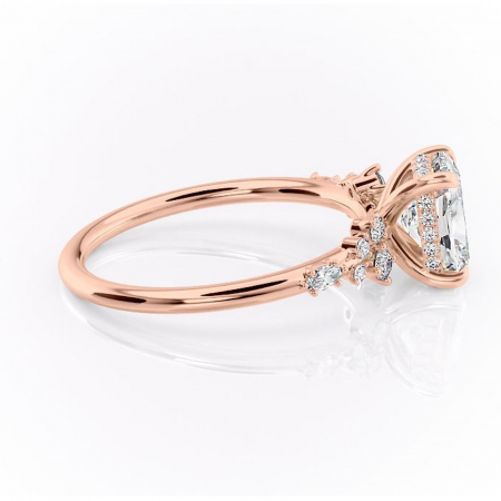 Inel de logodnă Elaris din aur Rose 14kt cu moissanite tăietură asscher – Pietre laterale rafinată pentru profil înalt | Personalizează și configurează gratuit online [1]