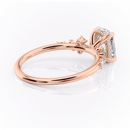 Inel de logodnă Elaris din aur Rose 14kt cu moissanite tăietură asscher – Pietre laterale rafinată pentru profil înalt | Personalizează și configurează gratuit online [2]