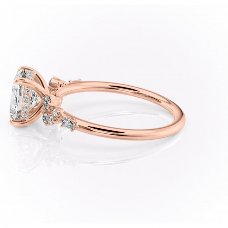 Inel de logodnă Elaris din aur Rose 14kt cu moissanite tăietură asscher – Pietre laterale rafinată pentru profil înalt | Personalizează și configurează gratuit online [5]
