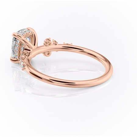 Inel de logodnă Elaris din aur Rose 14kt cu moissanite tăietură asscher – Pietre laterale rafinată pentru profil înalt | Personalizează și configurează gratuit online [4]