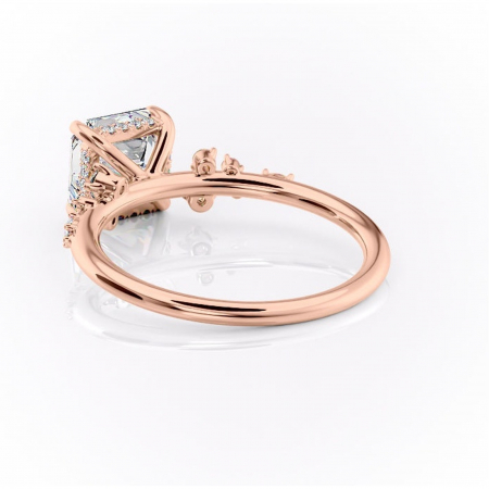 Inel de logodnă Elaris din aur Rose 14kt cu moissanite tăietură asscher – Pietre laterale rafinată pentru profil înalt | Personalizează și configurează gratuit online [3]