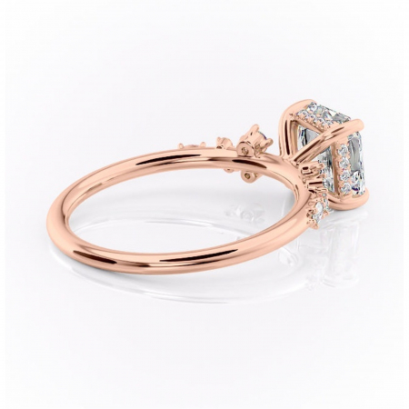 Inel de logodnă Elaris din aur Rose 14kt cu moissanite tăietură asscher – Pietre laterale rafinată pentru profil înalt | Personalizează și configurează gratuit online [2]