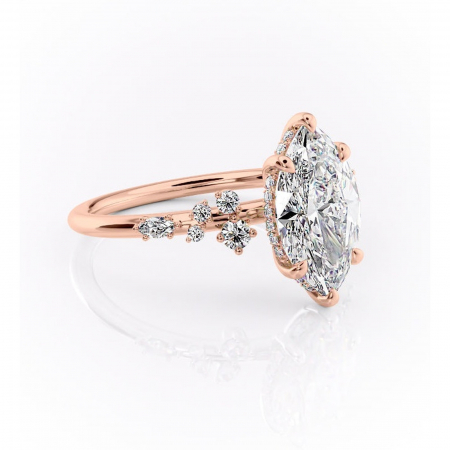 Marquise - Inel de logodnă Elaris din aur Rose 18kt cu moissanite tăietură marquise – Pietre laterale rafinată pentru profil înalt | Personalizează și configurează gratuit online