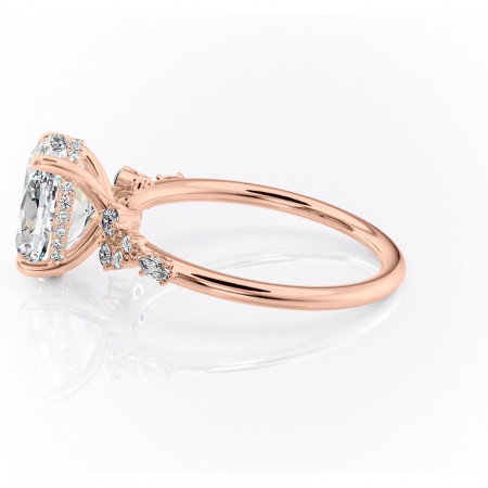 Inel de logodnă Elaris din aur Rose 14kt cu moissanite tăietură ovală – Pietre laterale rafinată pentru profil înalt | Personalizează și configurează gratuit online [5]