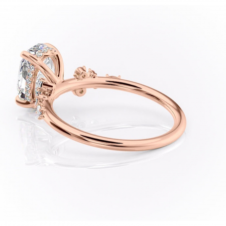 Inel de logodnă Elaris din aur Rose 14kt cu moissanite tăietură ovală – Pietre laterale rafinată pentru profil înalt | Personalizează și configurează gratuit online [4]