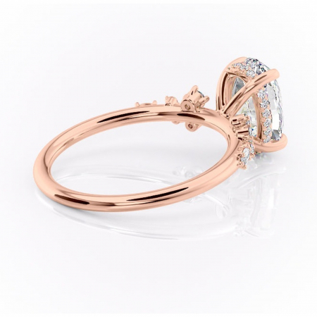Inel de logodnă Elaris din aur Rose 14kt cu moissanite tăietură ovală – Pietre laterale rafinată pentru profil înalt | Personalizează și configurează gratuit online [2]