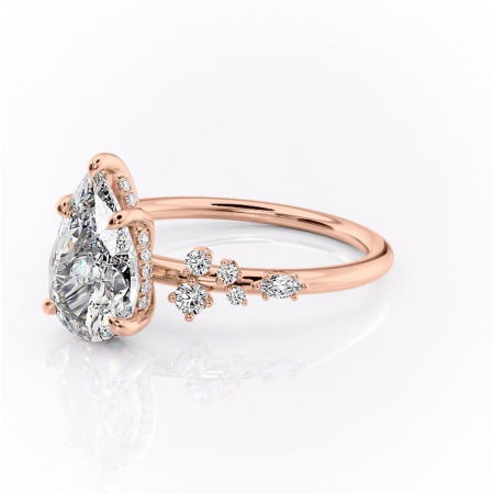 Inel de logodnă Elaris din aur Rose 18kt cu moissanite tăietură pară – Pietre laterale rafinată pentru profil înalt | Personalizează și configurează gratuit online [6]