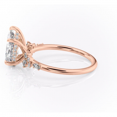Inel de logodnă Elaris din aur Rose 18kt cu moissanite tăietură pară – Pietre laterale rafinată pentru profil înalt | Personalizează și configurează gratuit online [5]