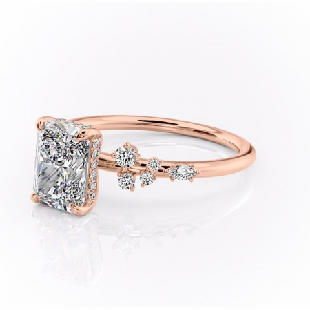 Inel de logodnă Elaris din aur Rose 18kt cu moissanite tăietură radiantă – Pietre laterale rafinată pentru profil înalt | Personalizează și configurează gratuit online [6]