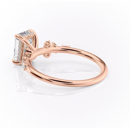 Inel de logodnă Elaris din aur Rose 18kt cu moissanite tăietură radiantă – Pietre laterale rafinată pentru profil înalt | Personalizează și configurează gratuit online [4]