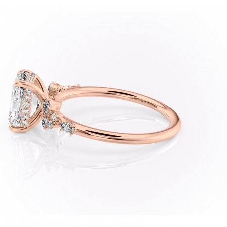 Inel de logodnă Elaris din aur Rose 18kt cu moissanite tăietură radiantă – Pietre laterale rafinată pentru profil înalt | Personalizează și configurează gratuit online [5]
