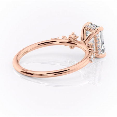 Inel de logodnă Elaris din aur Rose 14kt cu moissanite tăietură smarald – Pietre laterale rafinată pentru profil înalt | Personalizează și configurează gratuit online [2]