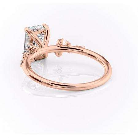 Inel de logodnă Elaris din aur Rose 14kt cu moissanite tăietură smarald – Pietre laterale rafinată pentru profil înalt | Personalizează și configurează gratuit online [3]