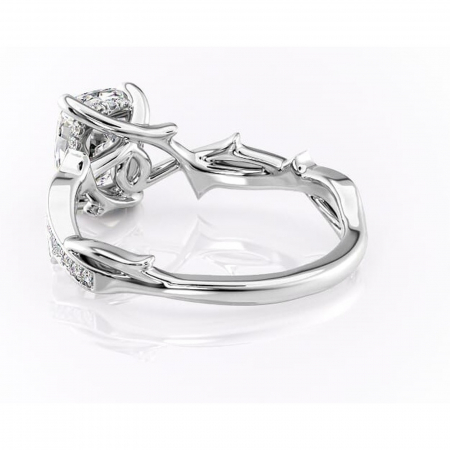 Inel de logodnă Eleanor din aur Alb 14kt cu moissanite tăietură pernă – Montură pavé rafinată pentru profil mediu | Personalizează și configurează gratuit online [3]