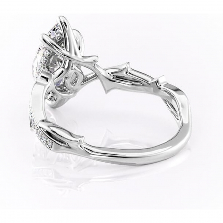 Inel de logodnă Eleanor din aur Alb 14kt cu moissanite tăietură marquise – Montură pavé rafinată pentru profil mediu | Personalizează și configurează gratuit online [3]