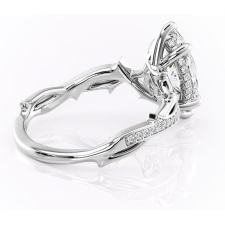 Inel de logodnă Eleanor din aur Alb 14kt cu moissanite tăietură marquise – Montură pavé rafinată pentru profil mediu | Personalizează și configurează gratuit online [2]