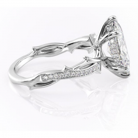 Inel de logodnă Eleanor din aur Alb 14kt cu moissanite tăietură marquise – Montură pavé rafinată pentru profil mediu | Personalizează și configurează gratuit online [1]