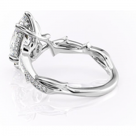 Inel de logodnă Eleanor din aur Alb 14kt cu moissanite tăietură marquise – Montură pavé rafinată pentru profil mediu | Personalizează și configurează gratuit online [4]