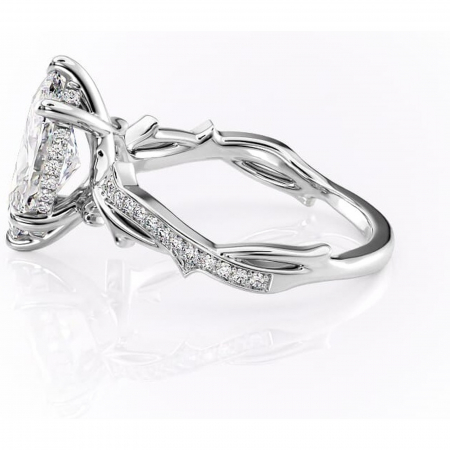 Inel de logodnă Eleanor din aur Alb 14kt cu moissanite tăietură marquise – Montură pavé rafinată pentru profil mediu | Personalizează și configurează gratuit online [5]