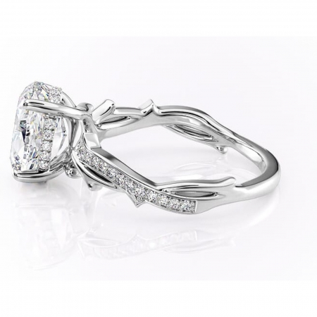 Inel de logodnă Eleanor din aur Alb 14kt cu moissanite tăietură ovală – Montură pavé rafinată pentru profil mediu | Personalizează și configurează gratuit online [5]