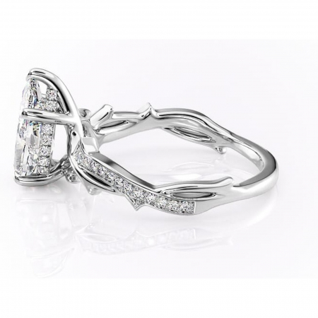 Inel de logodnă Eleanor din aur Alb 18kt cu moissanite tăietură pară – Montură pavé rafinată pentru profil mediu | Personalizează și configurează gratuit online [5]