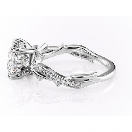 Inel de logodnă Eleanor din aur Alb 14kt cu moissanite tăietură princess – Montură pavé rafinată pentru profil mediu | Personalizează și configurează gratuit online [5]