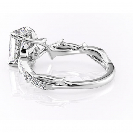 Inel de logodnă Eleanor din aur Alb 14kt cu moissanite tăietură radiantă – Montură pavé rafinată pentru profil mediu | Personalizează și configurează gratuit online [4]