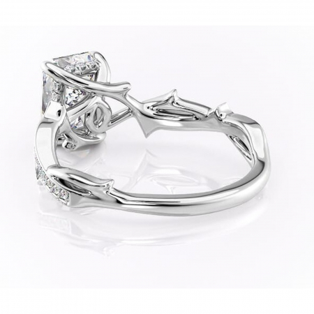 Inel de logodnă Eleanor din aur Alb 14kt cu moissanite tăietură radiantă – Montură pavé rafinată pentru profil mediu | Personalizează și configurează gratuit online [3]