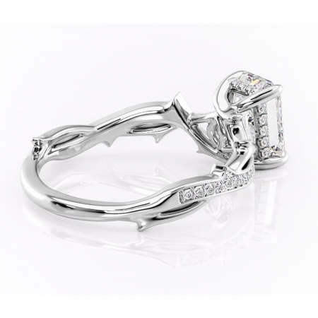 Inel de logodnă Eleanor din aur Alb 14kt cu moissanite tăietură radiantă – Montură pavé rafinată pentru profil mediu | Personalizează și configurează gratuit online [2]