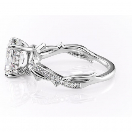 Inel de logodnă Eleanor din aur Alb 14kt cu moissanite tăietură radiantă – Montură pavé rafinată pentru profil mediu | Personalizează și configurează gratuit online [5]