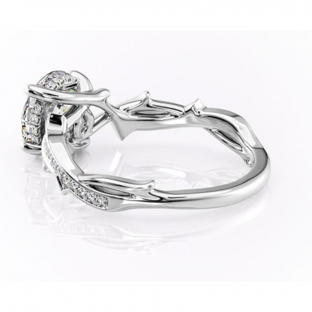 Inel de logodnă Eleanor din aur Alb 14kt cu moissanite tăietură rotundă – Montură pavé rafinată pentru profil mediu | Personalizează și configurează gratuit online [4]