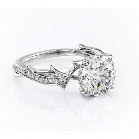 Aur alb - Inel de logodnă Eleanor din aur Alb 14kt cu moissanite tăietură rotundă – Montură pavé rafinată pentru profil mediu | Personalizează și configurează gratuit online