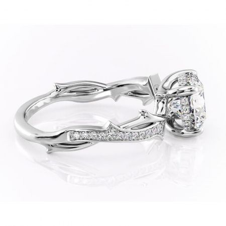 Inel de logodnă Eleanor din aur Alb 14kt cu moissanite tăietură rotundă – Montură pavé rafinată pentru profil mediu | Personalizează și configurează gratuit online [1]