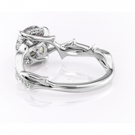 Inel de logodnă Eleanor din aur Alb 14kt cu moissanite tăietură rotundă – Montură pavé rafinată pentru profil mediu | Personalizează și configurează gratuit online [3]